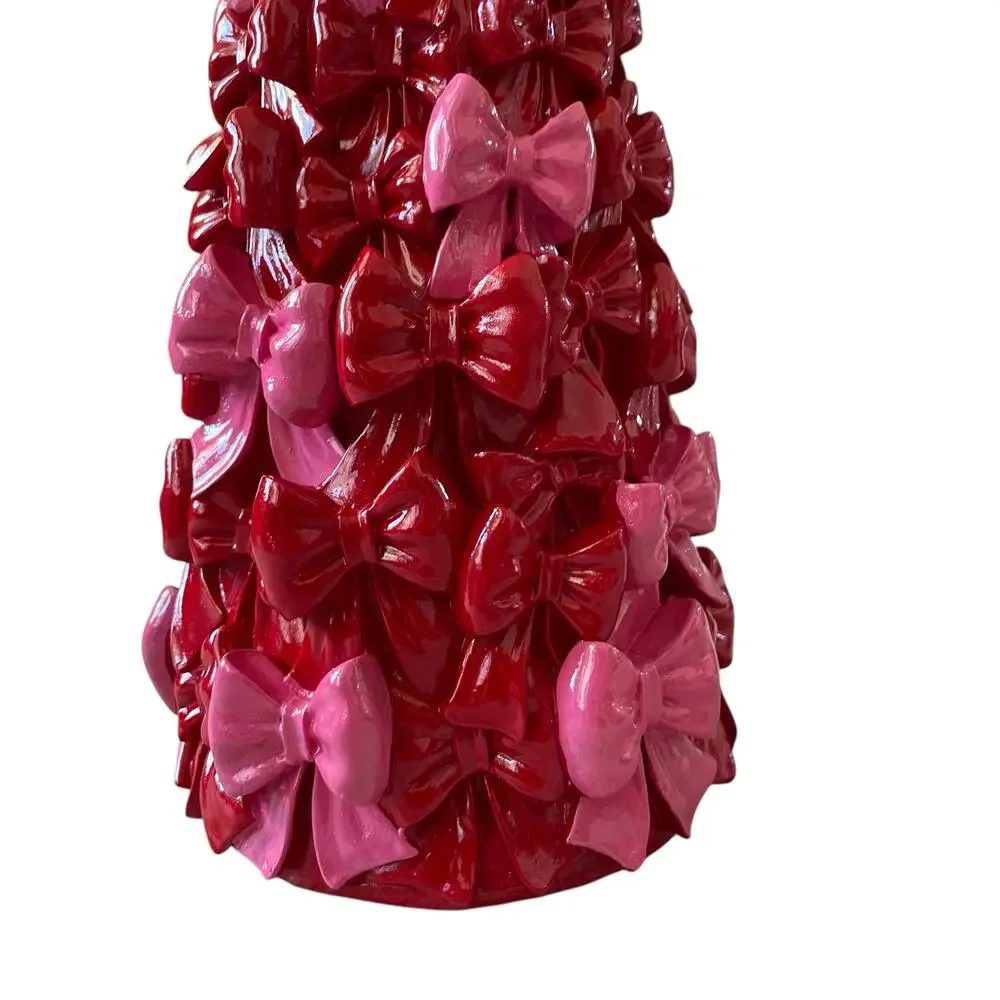 Cupcakes & Cashmere Red and Pink Bow Christmas Tree Gold Bow Topper New